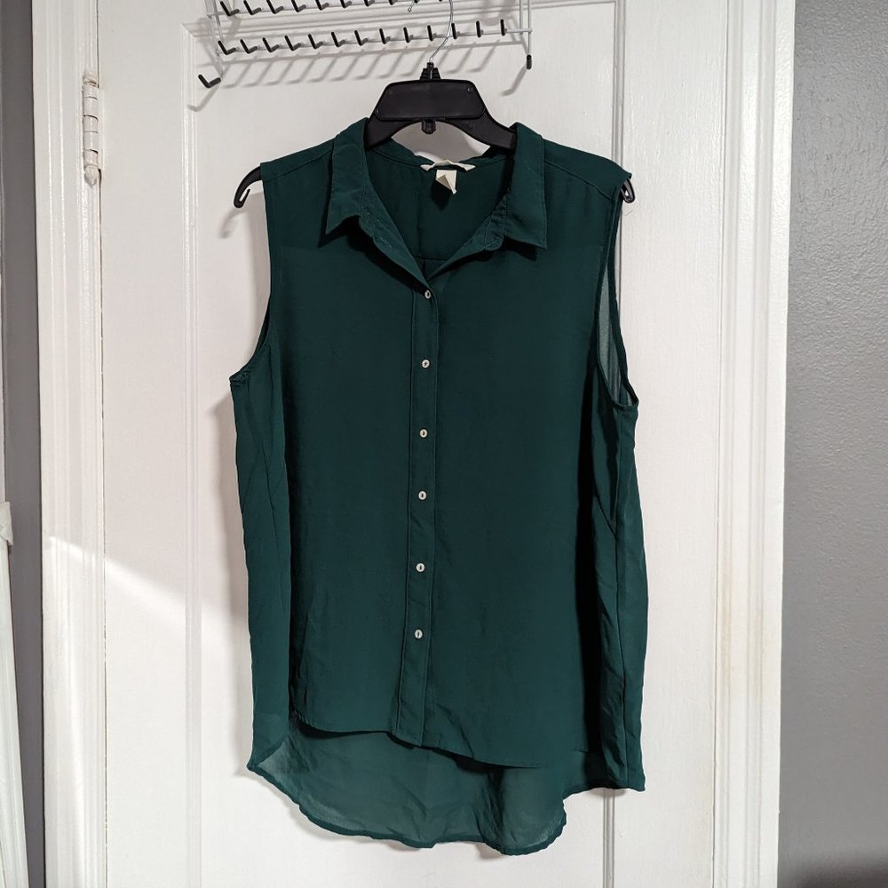 H&M - Forest Green Buttoned Tank Top - 14